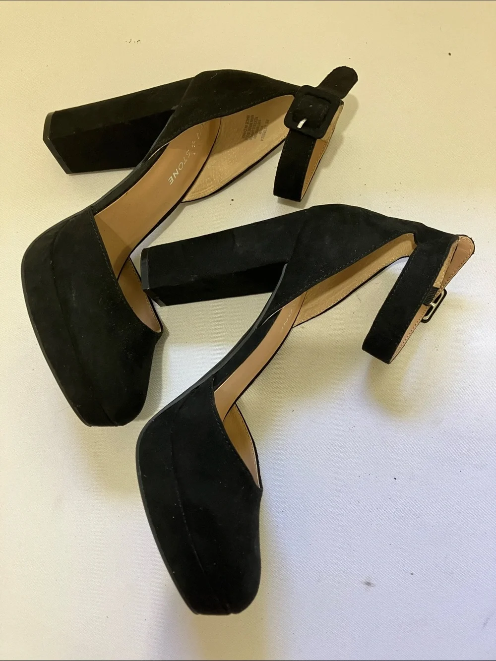 adidas Black Suede Platform Block Heel Sandals
